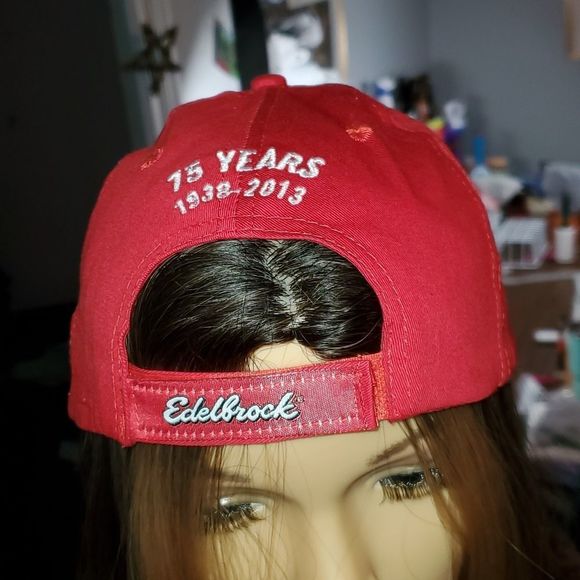 Edelbrock Hat Cap Red Strap Back Adjustable Casual Men - Picture 2 of 5